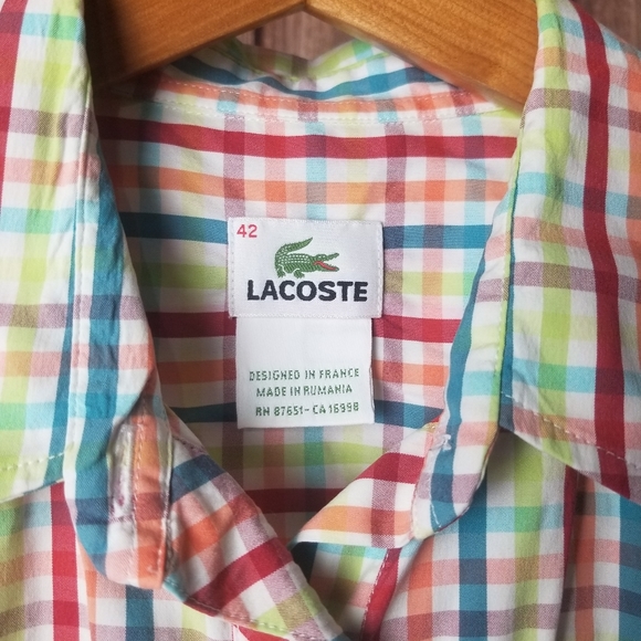Lacoste button down multicolor gingham si… - Picture 5 of 7
